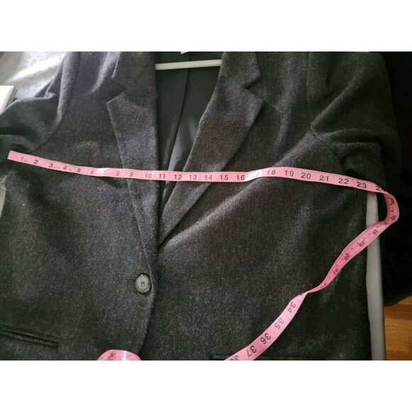 Sag Harbor Wool Blend Blazer Women Size 18 Dark Gray Black One Button Office Y2K - Picture 5 of 7
